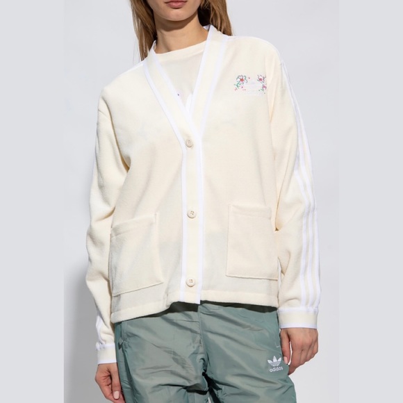 NWT Adidas Originals Cardigan With Logo Cream white IP3761 - Picture 7 of 11